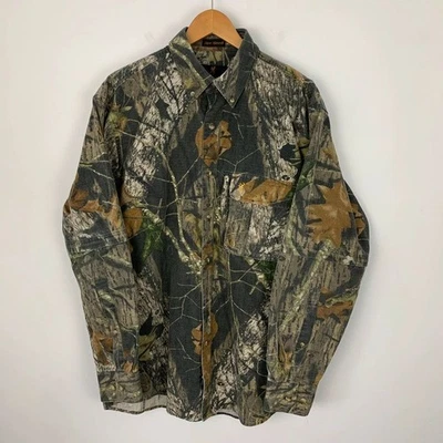 Browning Mossy Oak Camouflage Shirt Mens Large Real Tree Zip Off Arms Button Up - Image 1 of 4