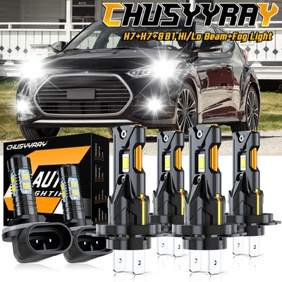 Para Para Hyundai Veloster 2012-2016 2017 LED Faro Alto Bajo + Luces Antiniebla Foto 1 de 4