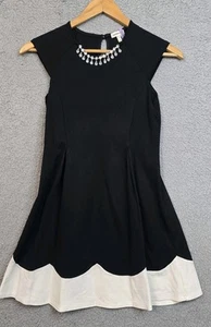 Monteau Girl Dress Size 14 (L) Round Neck Crystals Black Dress Party Wedding - Picture 1 of 7