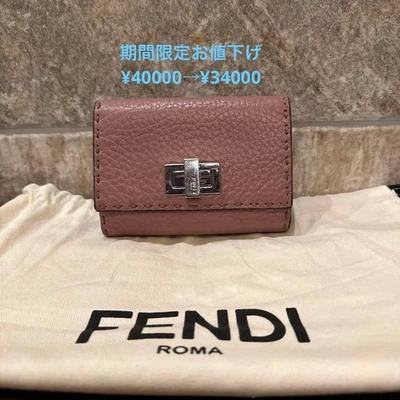 Cartera plegable FENDI Peekaboo Selleria cuero rosa usada, pequeña desgaste Japón Foto 1 de 4