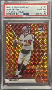 2020 Panini Mosaic #135 Tom Brady Prizm Reactive Gold PSA 10 GEM MINT - Bild 1 von 2