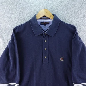 Polo de golf Tommy Hilfiger para hombre XL azul manga corta escudo logotipo Y2K elástico - Imagen 1 de 7