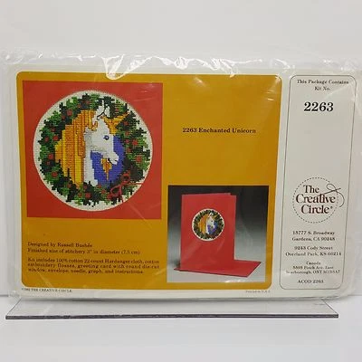 Enchanted Unicorn Cross Stitch Kit Greeting Card 1982 Bushee Creative Circle  - Image 1 of 4