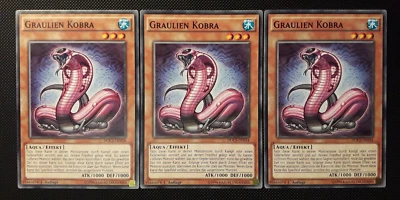 Yu-Gi-Oh! 3x Graunlien Kobra, DOCS-DE034, Common, 1.Auflage, Deutsch, NM/Back EX - Bild 1 von 4