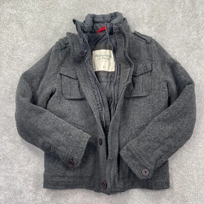 Abercrombie & Fitch Men's Wool Quilted Lining Windbreaker Jacket Size M Gray - Image 1 of 4