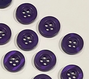 10 Dark Purple Buttons Resin Round 15mm 4 Hole C46-9 AUSSIE SELLER - Picture 1 of 6