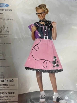 CALIFORNIA COSTUMES 50'S SWEETHEARTS GIRLS Medium 8-10 COSTUME - PINK - Image 1 of 4