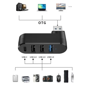 4 in 1 Rotatable USB Hub Portable 180 Degrees Rotate USB3.0 Hub for Laptops - Afbeelding 1 van 10