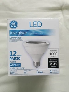 GE Low Glare Dimmable 1000 Lumens 2700K 40° Flood Light 12 Watts PAR30 NEW NIB - Picture 1 of 4