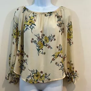 Forever 21 Semi Sheer Floral Ruffle Cuff Shirt Size M - Picture 1 of 9