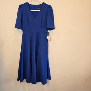 Donna Morgan Dress NWT Blue Short Sleeve Womens 2 - Picture 1 of 10