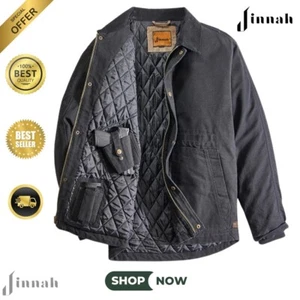 jinnah Concealed Carry Jacket for Men - Heavy Duty Canvas - Conceal Carry Pocket - Picture 1 of 7