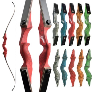 60" Recurve Bow 20-60lbs Archery Takedown Wooden Bow Riser Limbs Hunting Shoot - Picture 1 of 26