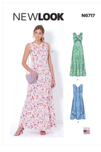 New Look Muster 6717 Damen ungeschnitten langes Kleid V-Ausschnitt ärmellos 8 10 12 14 16 18 - Bild 1 von 2