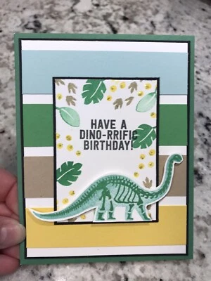 Tarjeta hecha a mano ~ CUMPLEAÑOS dinosaurio estampado ENVÍO GRATUITO La gallina de papel Foto 1 de 4