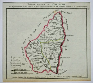KARTE DEPARTEMENT ARDECHE Kanal ATLAS REPUBLIK Privas Tournon 1802 - Bild 1 von 1