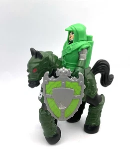 Fisher Price Imaginext Vintage 2005 CABALLERO VERDE con castillo blindado CABALLO MARRÓN - Imagen 1 de 4