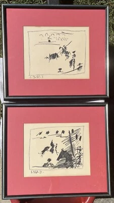 复古 1961 年 Palbo Picasso 石版画 La Pique (I) 和 Jeu de la Cape (III)。  — 第 1/4 张图片