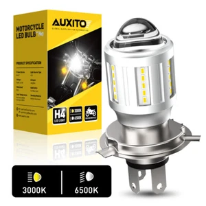 AUXITO Motorcycle H4 9003 LED Headlight High Low Beam 3000K 6500K Bulb Projector - Picture 1 of 13