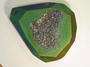 BUTW Titanim Flame Aura Faceted Quartz Crystal Drusy Druzy Geode Cabochon 2296E - Picture 1 of 2