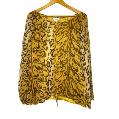 Blusa Avenue Mujer 18/20 (2X) Estampado Leopardo Manga Larga Semi Transparente Seda Carrera Foto 1 de 4