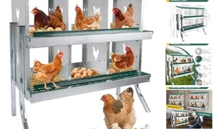 6 Compartment Chicken Nesting Box with Elevated Metal Legs - Durable Roll Away - Picture 1 of 7