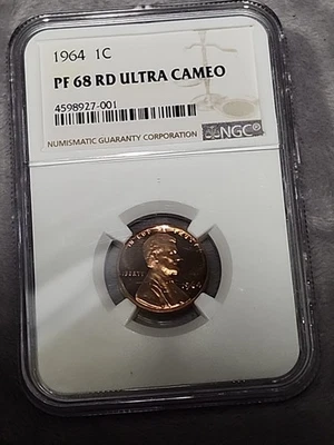 1964 1C Lincoln Cent  Penny NGC PF 68 RD ULTRA CAMEO - Image 1 of 4