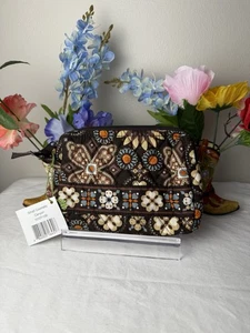 Bolso de Cosméticos Vera Bradley Canyon Pequeño Marrón y Naranja Floral Bolso de Cosméticos Nuevo con Etiquetas - Imagen 1 de 5