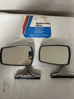 Juego de 2 espejos retrovisores laterales universales para coche TRW estilo bandera, negros y cromados Foto 1 de 4