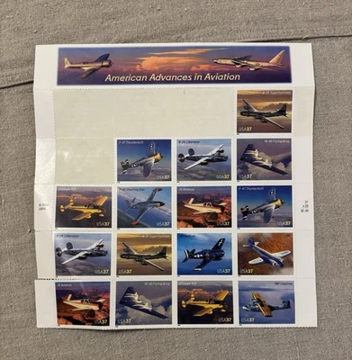 USPS #3916-25 37c Advances in Aviation - Lot Of 2 Partial Sheets - Image 1 of 4