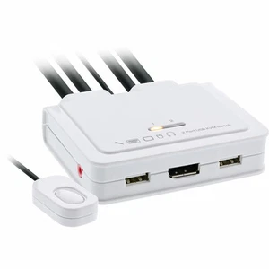 InLine KVM Switch, 2-fach, USB-C zu DisplayPort 1.2, 4K, mit Audio, integr. Kabe - Bild 1 von 4