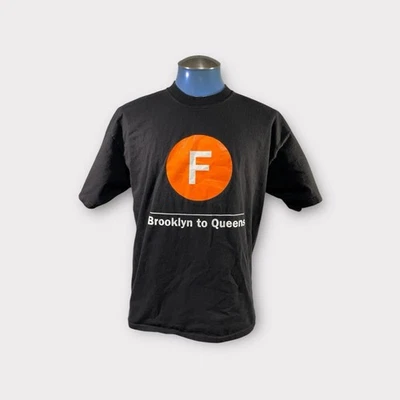 Camiseta De Colección NYC Subway Line XL Negra Brooklyn to Queens Transit Camiseta Gráfica Foto 1 de 4