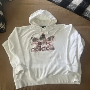 Adidas Her Hoodie Womens US M/ UK 14White Floral Trefoil Studio London - Picture 1 of 10