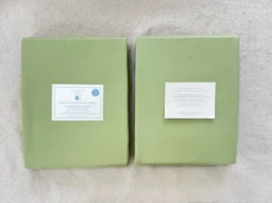 NEW 2 Pottery Barn kids Sailcloth Black out panel Curtain set of 2 44 x 84 green - Picture 1 of 5