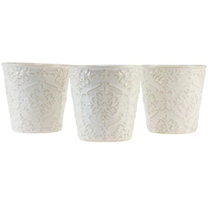Keramik Übertopf Weiß Ø11cm H11cm 3er-Set Pflanztopf Blumentopf Hochzeit Deko - Bild 1 von 3