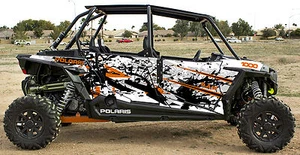 Polaris 1000 Orange Schredder Graphic Kits Decal Wraps RZR 1000 4 Door Graph - Bild 1 von 4
