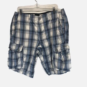 DKNY JEANS MENS Bermuda SHORTS Size 34 Plaid, 100% Cotton, Cargo pockets C - Picture 1 of 5