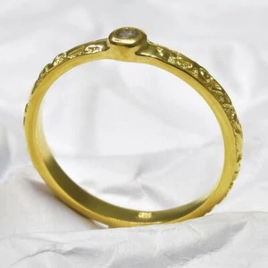 Ring size 10 Gold Vermeil Sterling Silver Genuine Natural 0.08ct Diamond 2.53 g - Picture 1 of 9