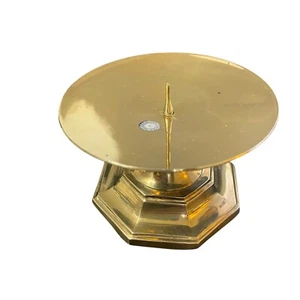 Hosley Solid Brass Pillar Candle Holder Vintage MCM 2.25" with spike *FLAW* - Picture 1 of 6