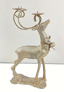 Gold Metall Rentier Votivkerzenhalter Weihnachten Glitzer - Bild 1 von 6