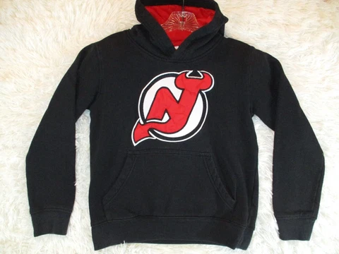 New Jersey Devils Size M Medium (10-12) Youth Black Hockey Hoodie Sweatshirt Cover