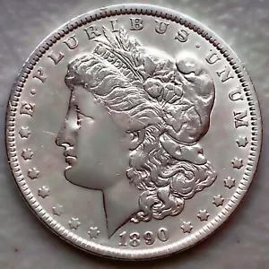 1890 AU MORGAN SILVER DOLLAR 90% $1 COIN US #Z161 - Picture 1 of 2