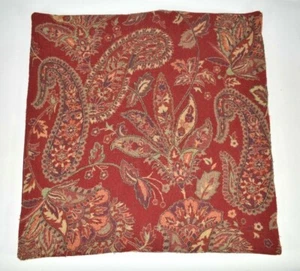 Pottery Barn Red Wool Paisley 24" Pillow Cover Beaded Jacobean Palampore - Picture 1 of 11