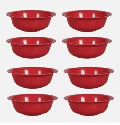 8-X PACK Sturdy Red Plastic Cereal Bowls 6.5" Wide BPA FREE - FREE SHIPPING - Image 1 of 2
