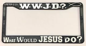Black 3D License Plate Frame WWJD What Would Jesus Do Auto Accessory - Picture 1 of 1