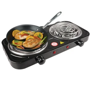 Electric Camping Double Burner Hot Plate Portable Heating Cooking Stove Dorm - Picture 1 of 9