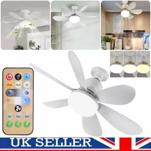 LED Modern Ceiling Fan with Light Dimmable E27 Bedroom Living Room Fan Lamp 30W - Picture 1 of 11