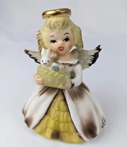 Vtg Inarco 4" Porcelain Angel Figurine Easter Bunny Basket April Birthday E-1187 - Picture 1 of 8