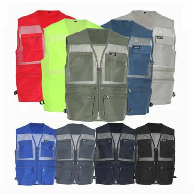 Chaleco de malla multi bolsillo para hombre / Pesca, senderismo, caza, trabajo / 9 colores / M ~ 2XL Foto 1 de 4