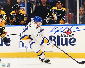 Kyle Okposo Skating with Puck in Reverse Retro Signed 8x10 Photo - Picture 1 of 1